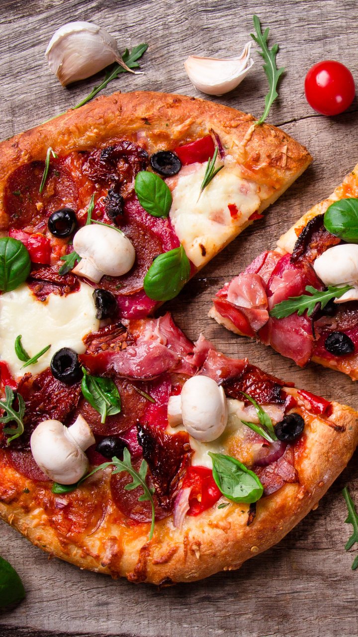 Download Mushroom Meal Food Pizza Phone Wallpaper
