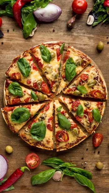still life food pizza Phone Wallpaper