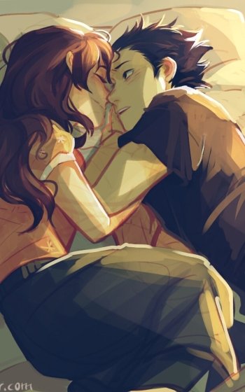 Phone wallpaper featuring Shouya Ishida and Shouko Nishimiya from the anime A Silent Voice, lying close together in a warm, intimate moment.