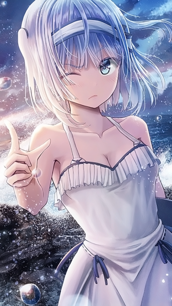 dress white hair Anime Original Phone Wallpaper
