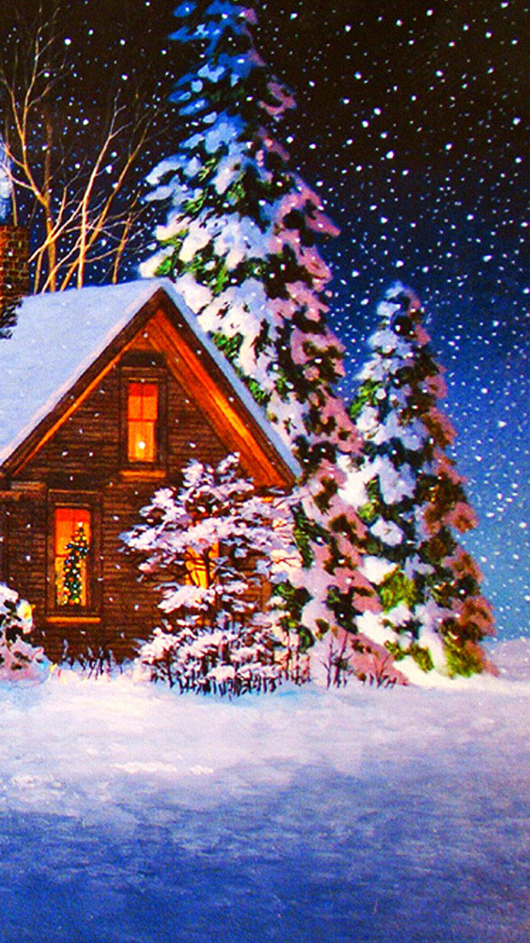 christmas cabin wallpaper
