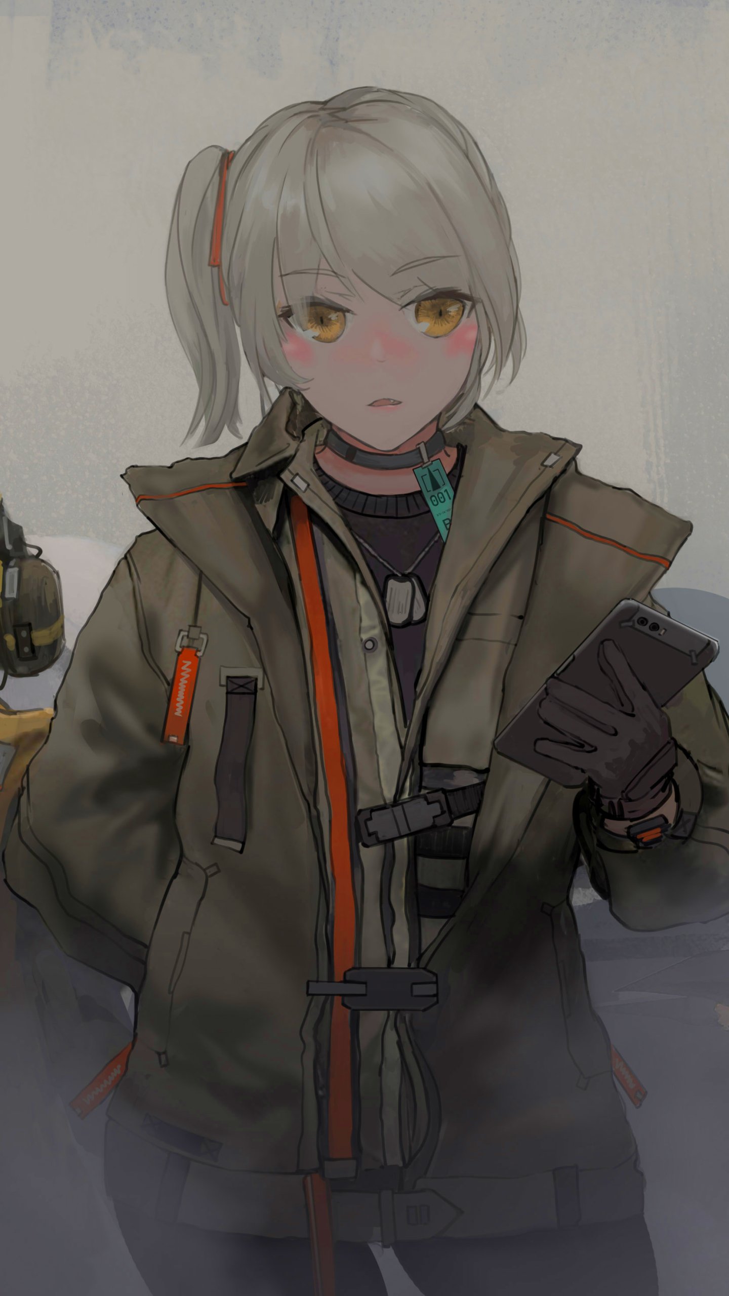 Download Yellow Eyes White Hair Anime Original Phone Wallpaper