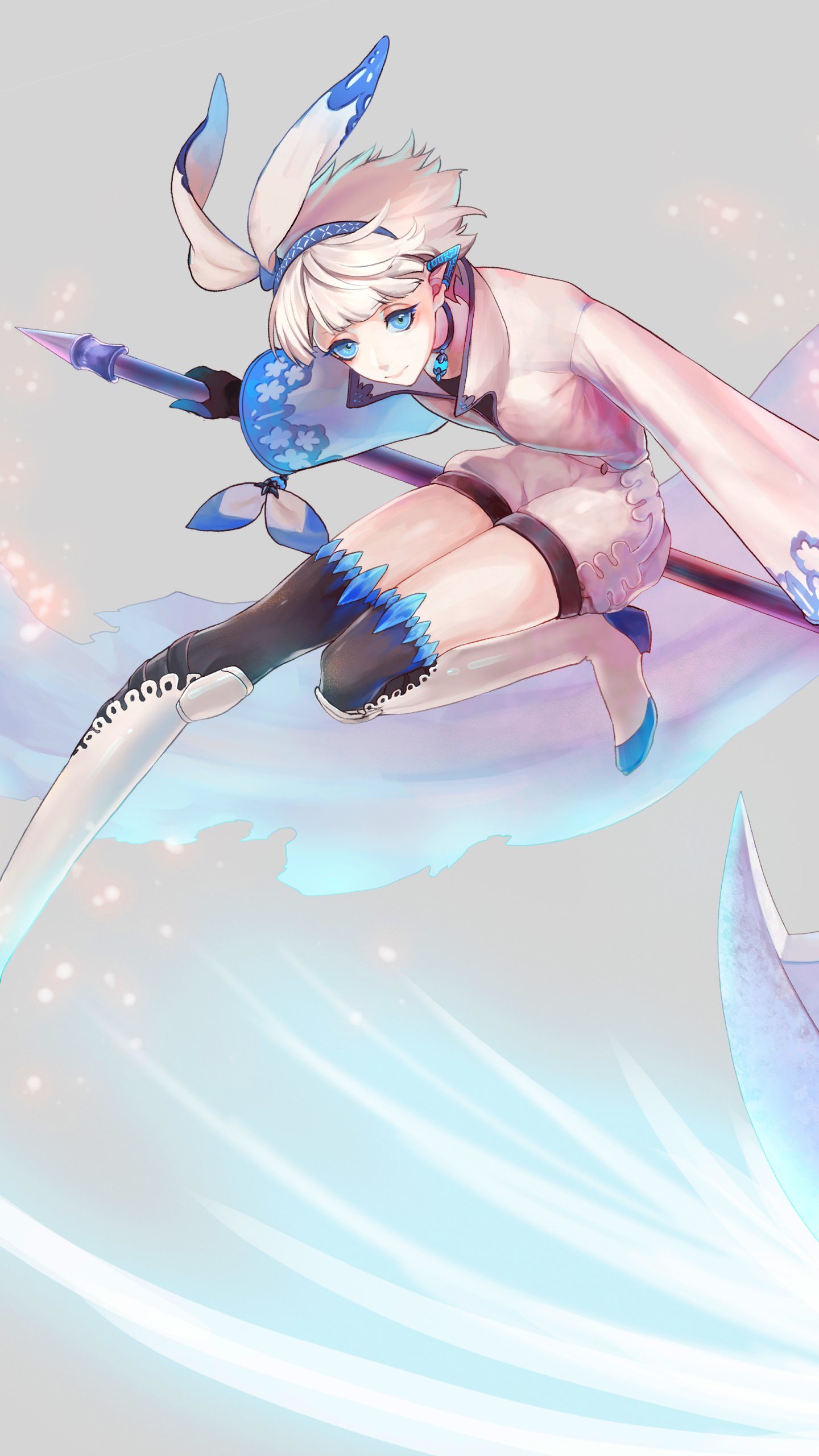 Download Blue Eyes Short Hair White Hair Anime Original Phone Wallpaper