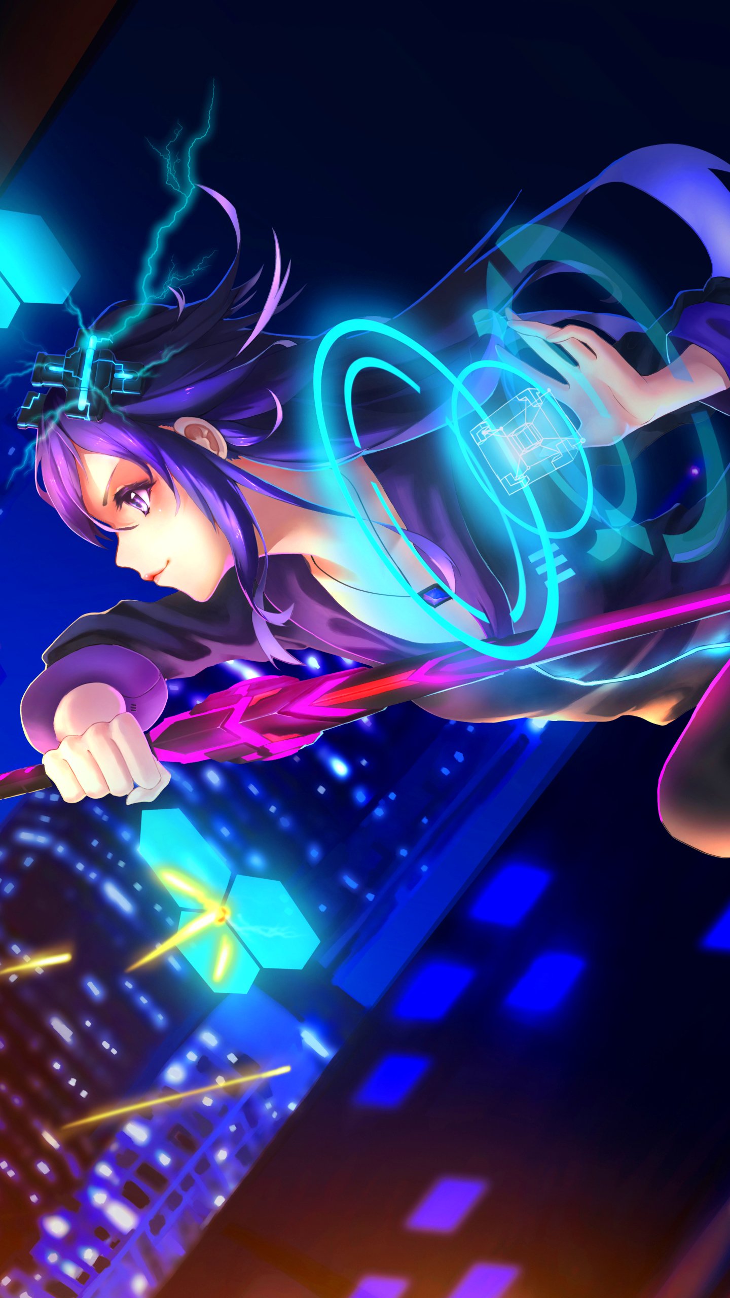 Download Magic Neptune (Hyperdimension Neptunia) Anime Original Phone Wallpaper