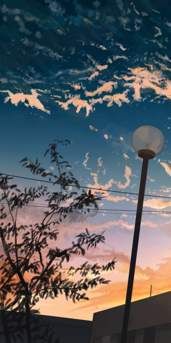 city Anime anime sunset Phone Wallpaper