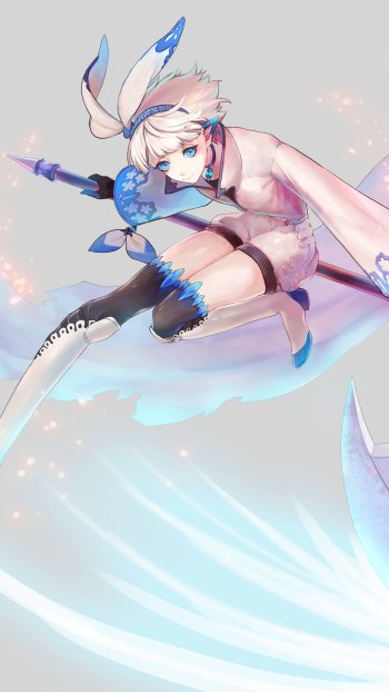 blue eyes short hair white hair Anime Original Phone Wallpaper