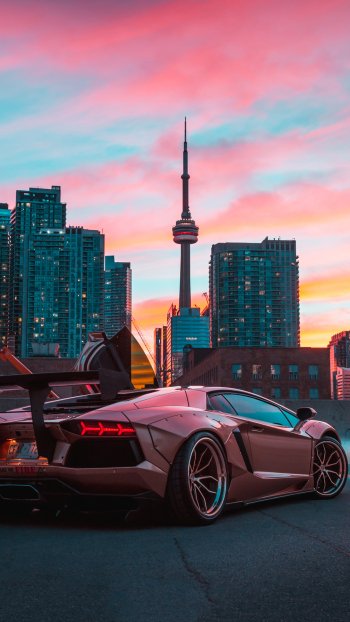 city vehicle Lamborghini Aventador Phone Wallpaper
