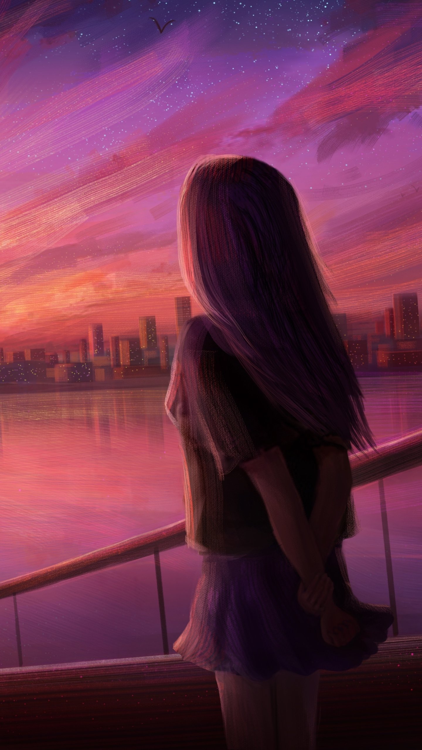 Download Evening Bridge Anime Anime Sunset Phone Wallpaper