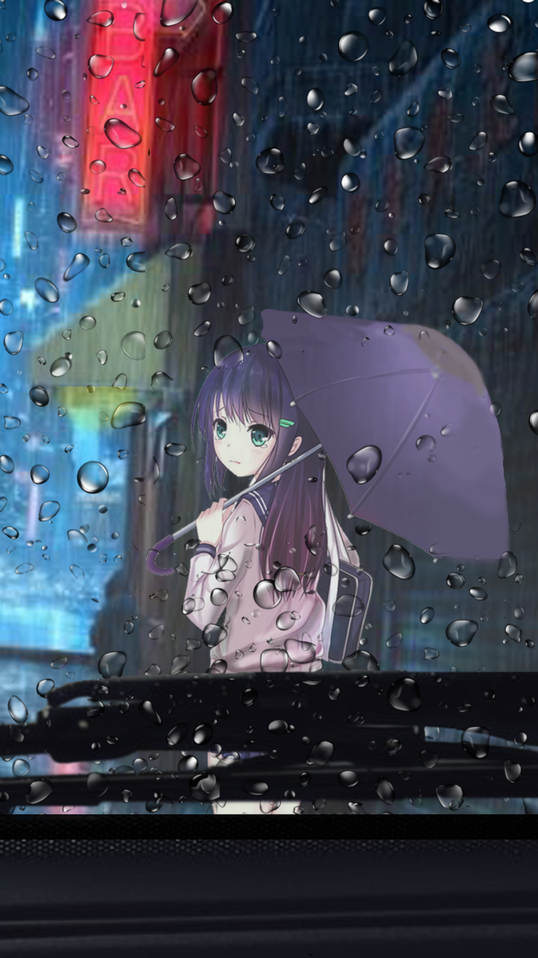 Anime Girl on Rainy - Mobile Abyss