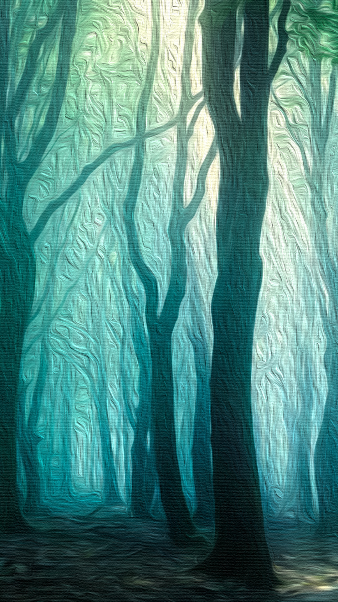 Misty Woodland Path - Oil on Canvas
