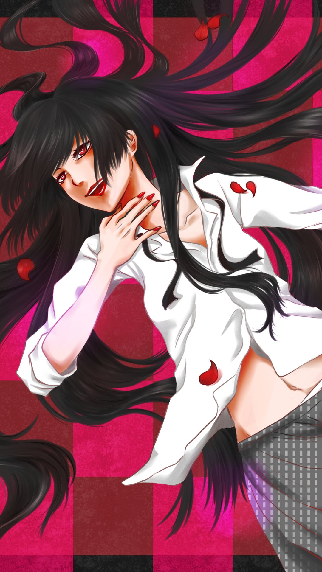 Download Black Hair Long Hair Red Eyes Yumeko Jabami Anime Kakegurui Phone Wallpaper