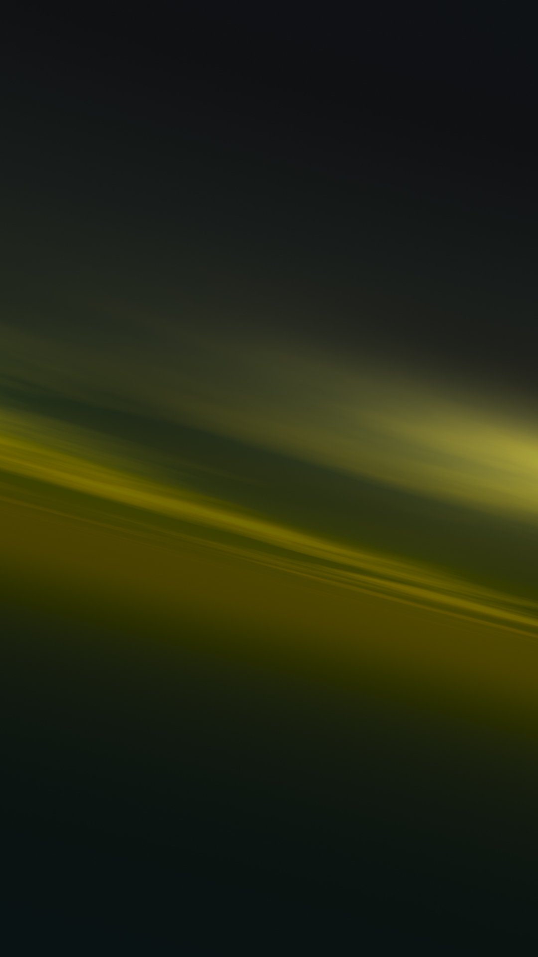 Abstract colors phone wallpaper: diagonal blurred bands of olive, yellow and green sweeping across a deep near-black gradient.