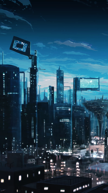 Anime city Phone Wallpaper