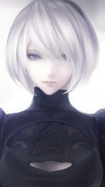 YoRHa No.2 Type B short hair white hair blue eyes video game NieR: Automata Phone Wallpaper