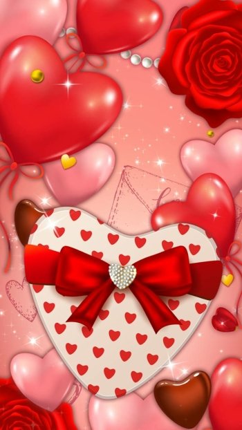 love rose balloon red heart holiday Valentine's Day Phone Wallpaper