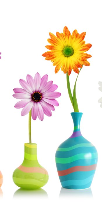 yellow flower pink flower vase man made flower Phone Wallpaper