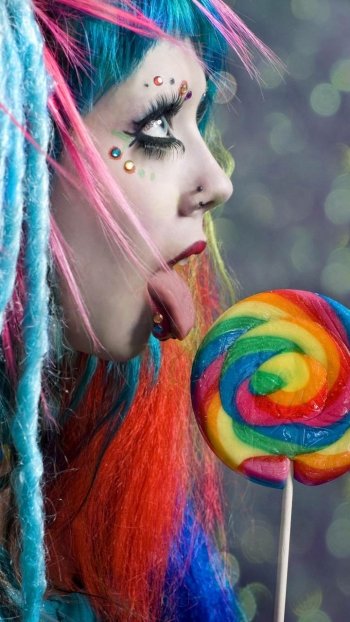 lollipop colors makeup woman mood Phone Wallpaper