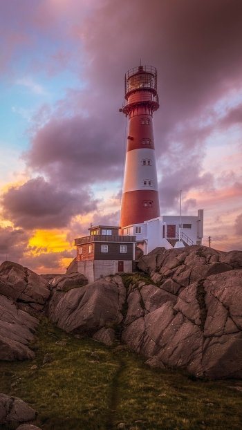 sunrise man made lighthouse Phone Wallpaper
