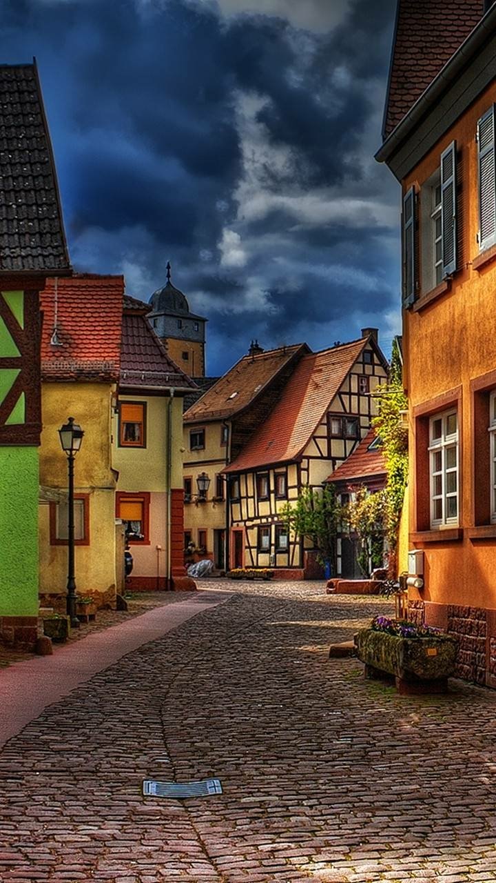 Download House Street Man Made Town Phone Wallpaper