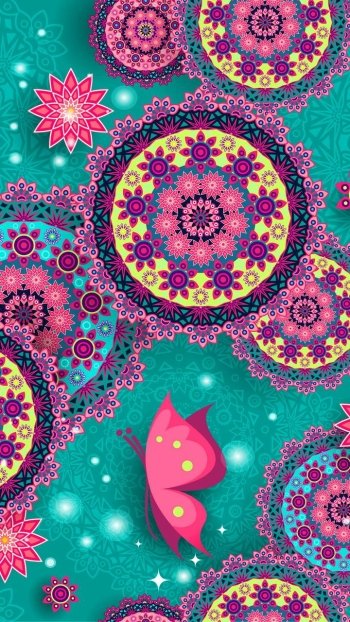  Mandalas with Flowers and butterfly