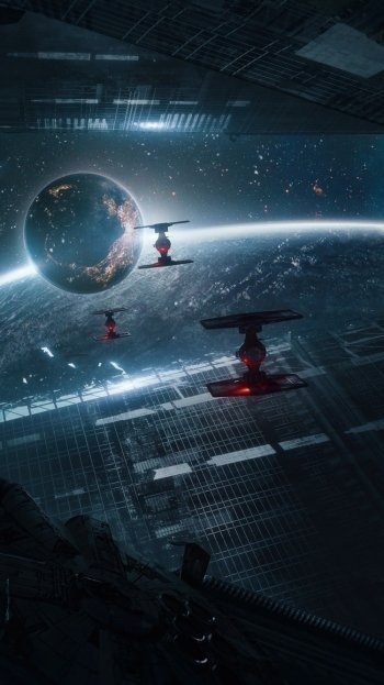 space planet TIE Fighter spaceship Sci Fi Star Wars Phone Wallpaper