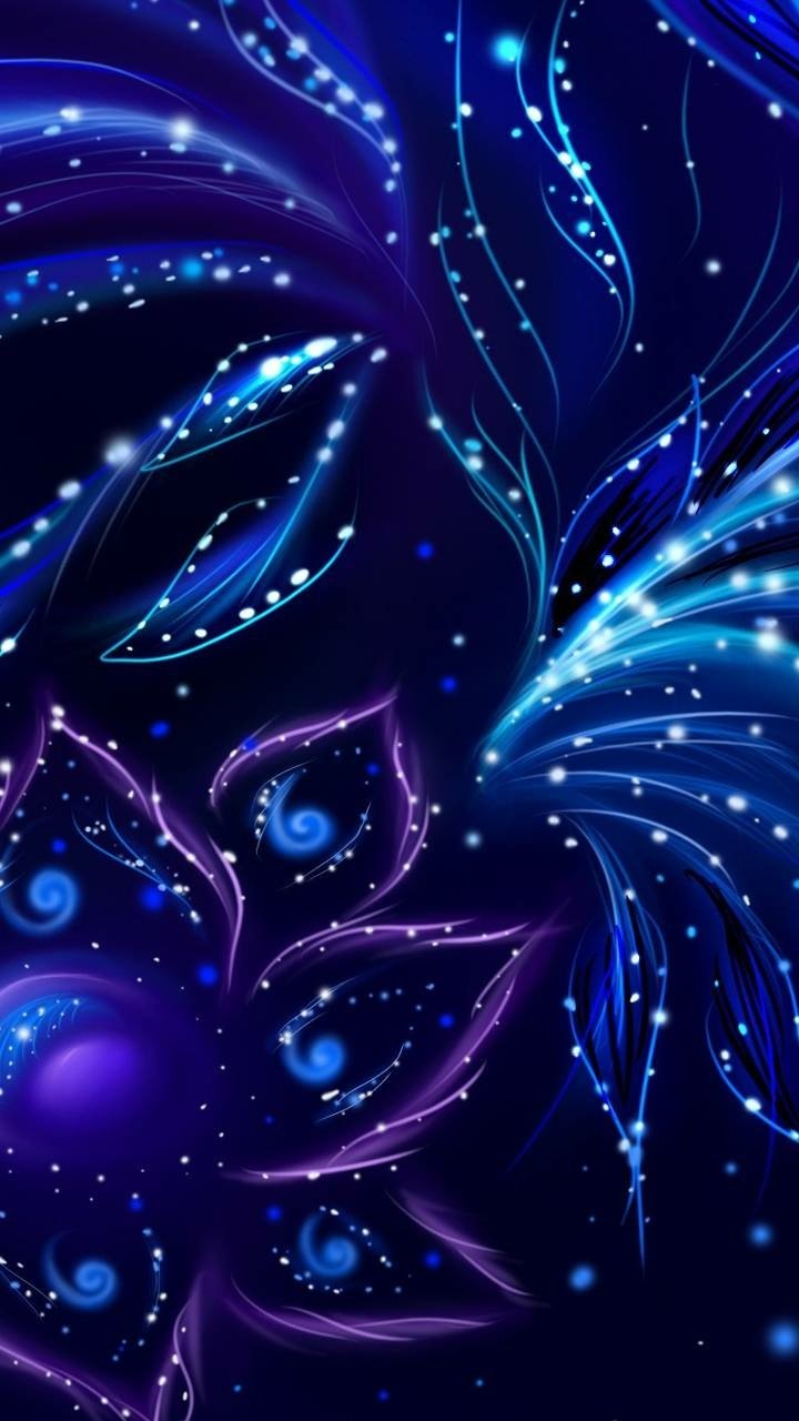 Download Blue Sparkles Artistic Flower Phone Wallpaper