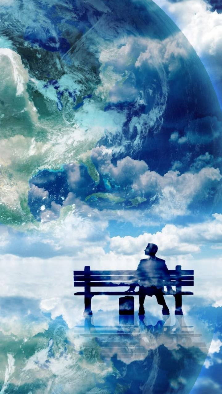 Download Bench Cloud Artistic Reflection Phone Wallpaper