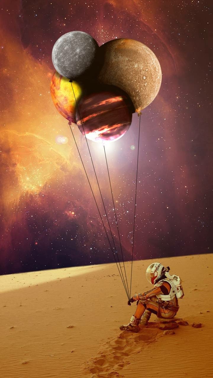 Download Planet Alone Sci Fi Astronaut Phone Wallpaper