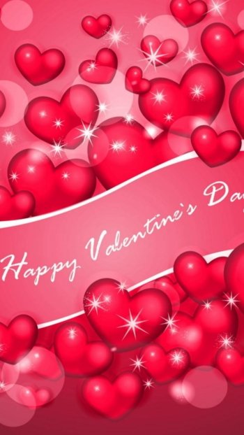 pink red heart holiday Valentine's Day Phone Wallpaper