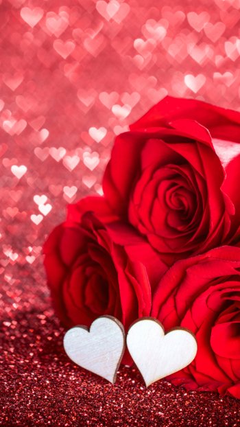 red rose Romantic love heart-shaped bokeh red flower flower rose holiday Valentine's Day Phone Wallpaper