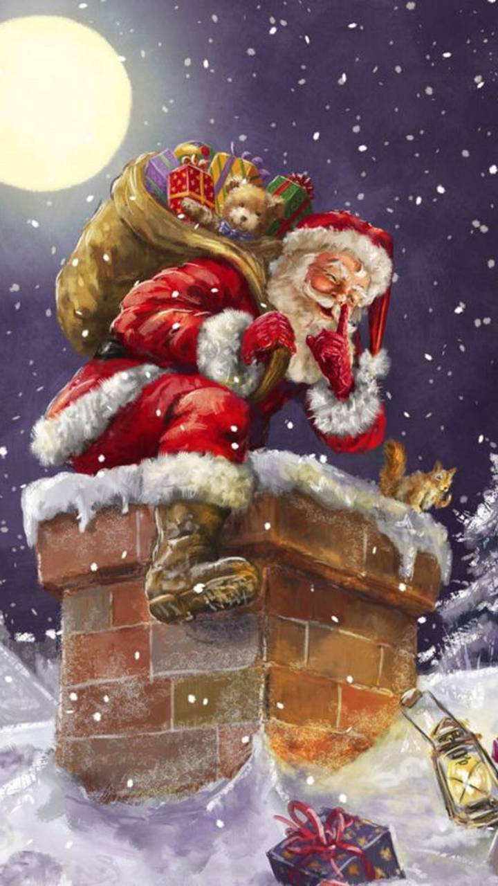 Santa Going Down the Chimney
