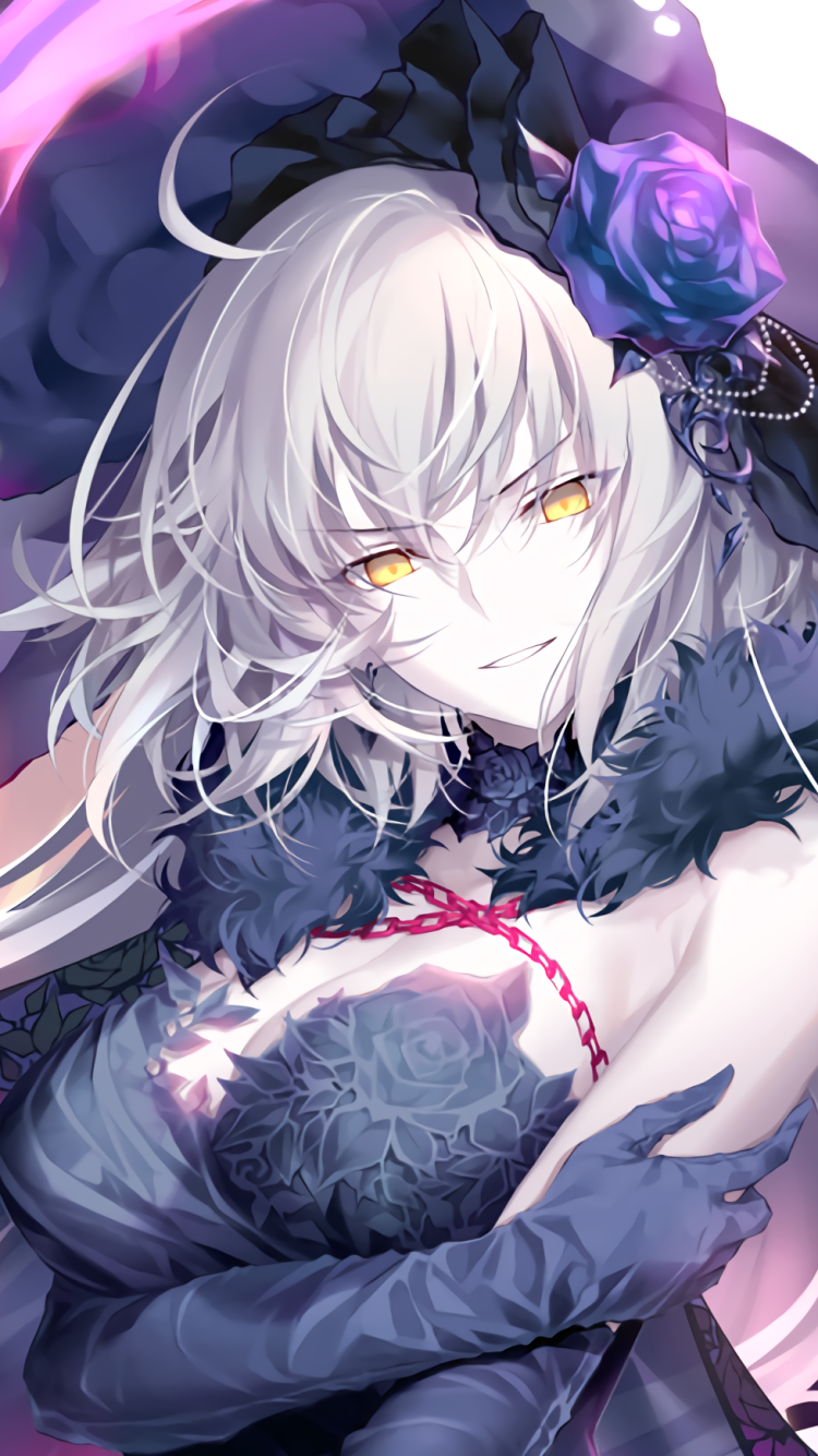 Download White Hair Yellow Eyes Avenger (Fate/Grand Order) Jeanne D'Arc Alter Anime Fate/Grand Order Phone Wallpaper