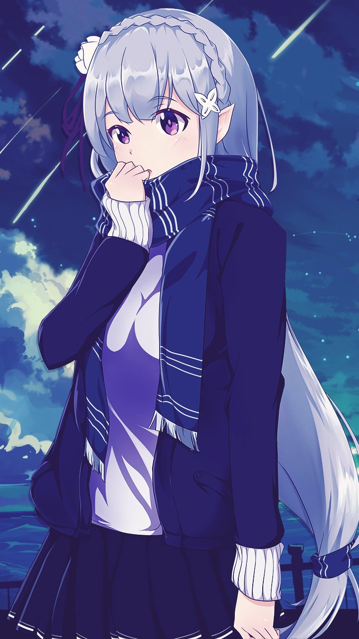 Download Purple Eyes Emilia (Re:ZERO) Anime Re:Zero - Starting Life In Another World Phone Wallpaper