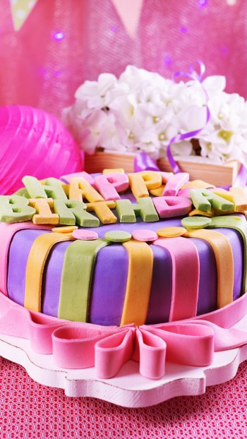 cake pink holiday birthday Phone Wallpaper