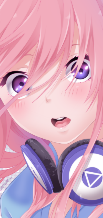 Miku Nakano blush headphones purple eyes face Anime The Quintessential Quintuplets Phone Wallpaper