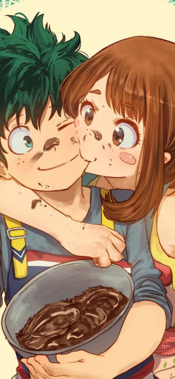 Ochaco Uraraka Izuku Midoriya Anime My Hero Academia Phone Wallpaper