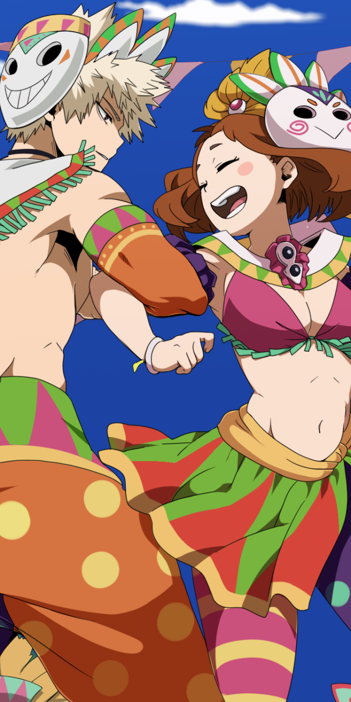 Download Ochaco Uraraka Katsuki Bakugou Anime My Hero Academia Phone Wallpaper