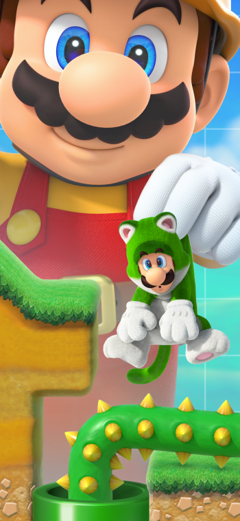Luigi Mario video game Super Mario Maker 2 Phone Wallpaper