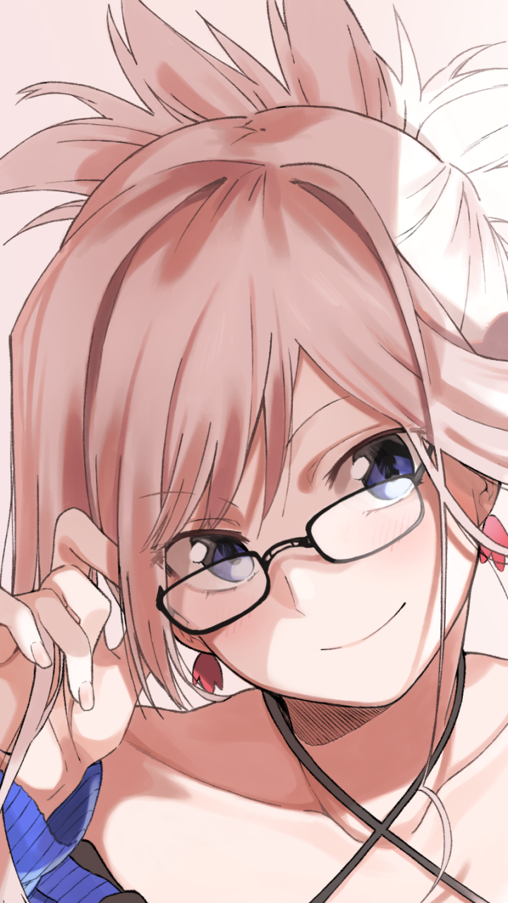 Download Smile Glasses Blue Eyes Anime Fate/Grand Order Phone Wallpaper
