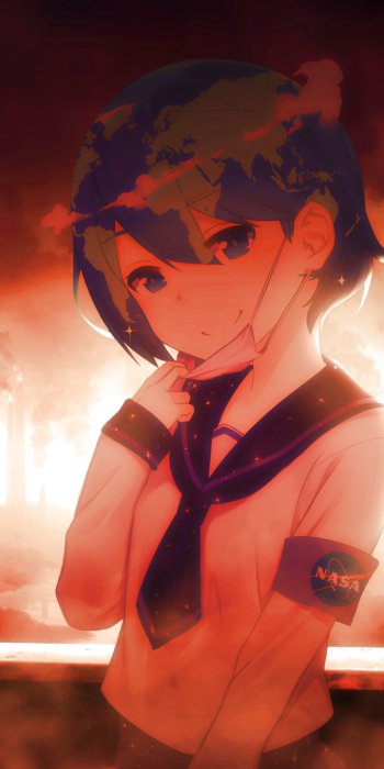 Anime Earth-Chan Phone Wallpaper