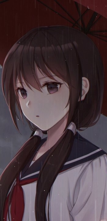 brown hair rain twintails long hair Anime Original Rain Anime Phone Wallpaper