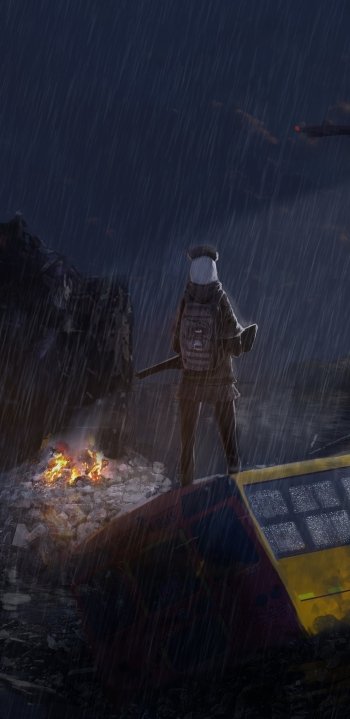 gun soldier Anime post apocalyptic Phone Wallpaper