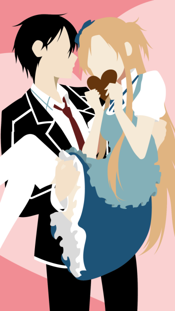 minimalist Valentine's Day Asuna Yuuki Kazuto Kirigaya Kirito (Sword Art Online) Anime Sword Art Online minimalist anime Kirito And Asuna Phone Wallpaper
