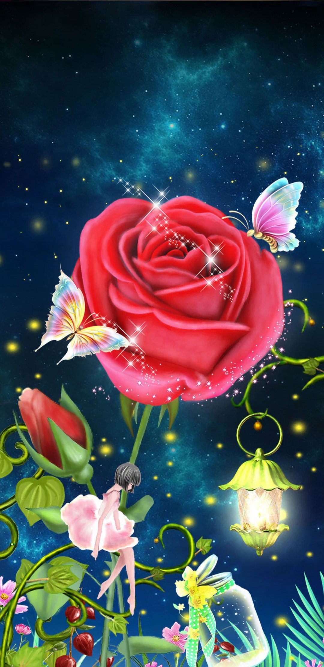 Download Lantern Rose Fairy Fantasy Child Phone Wallpaper