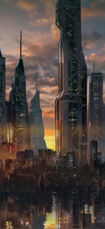 skyscraper futuristic building Sci Fi city sci fi city futuristic city Phone Wallpaper