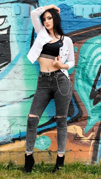 graffiti black hair woman model Phone Wallpaper