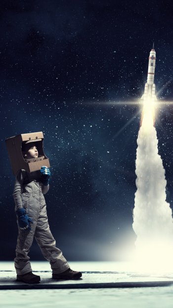 child Sci Fi rocket Phone Wallpaper