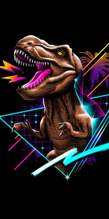 Tyrannosaurus Rex retrowave dinosaur artistic retro Phone Wallpaper