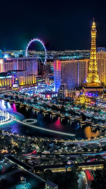 building USA light city night man made Las Vegas Phone Wallpaper