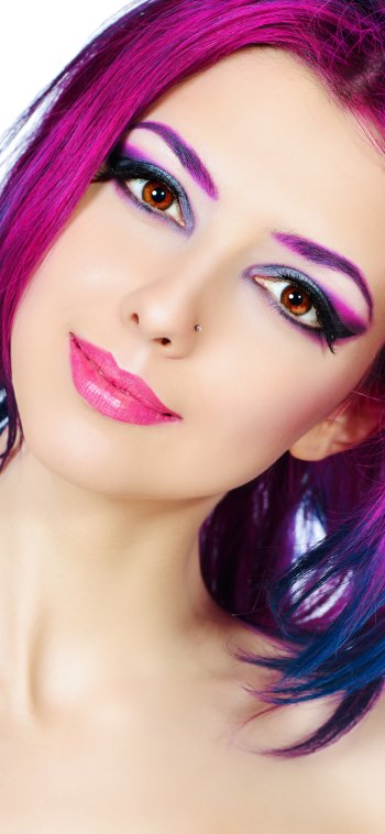crimson hair model woman face Phone Wallpaper